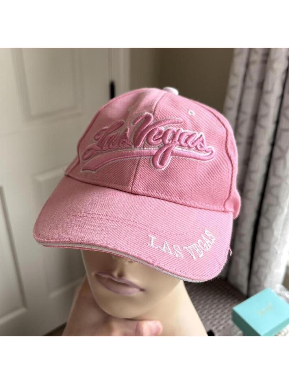 y2k 2000s pink las vegas embroidered hat